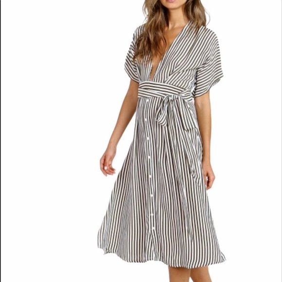 Faithfull The Brand Farah Brighton Stripe Midi Dress NWT Size 6/Medium - Picture 5 of 16